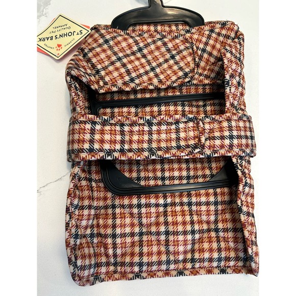St. Johns Bark Tan Plaid Dog Vest * Stylish Cold Weather Attire Pet Clothes SZ S - Picture 4 of 7